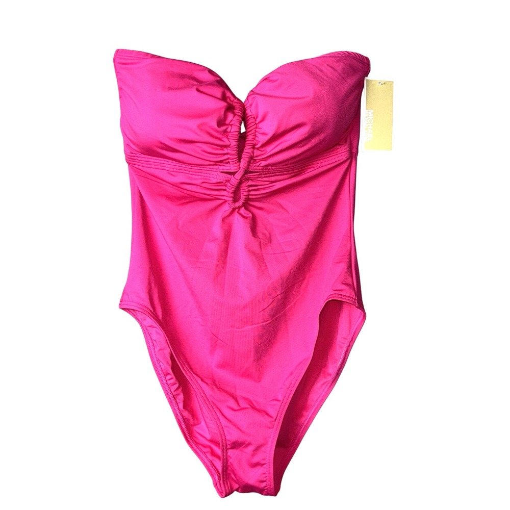 Michael Kors Swimsuit Electric Pink Double Keyhole Halter Size 10 New With Tags